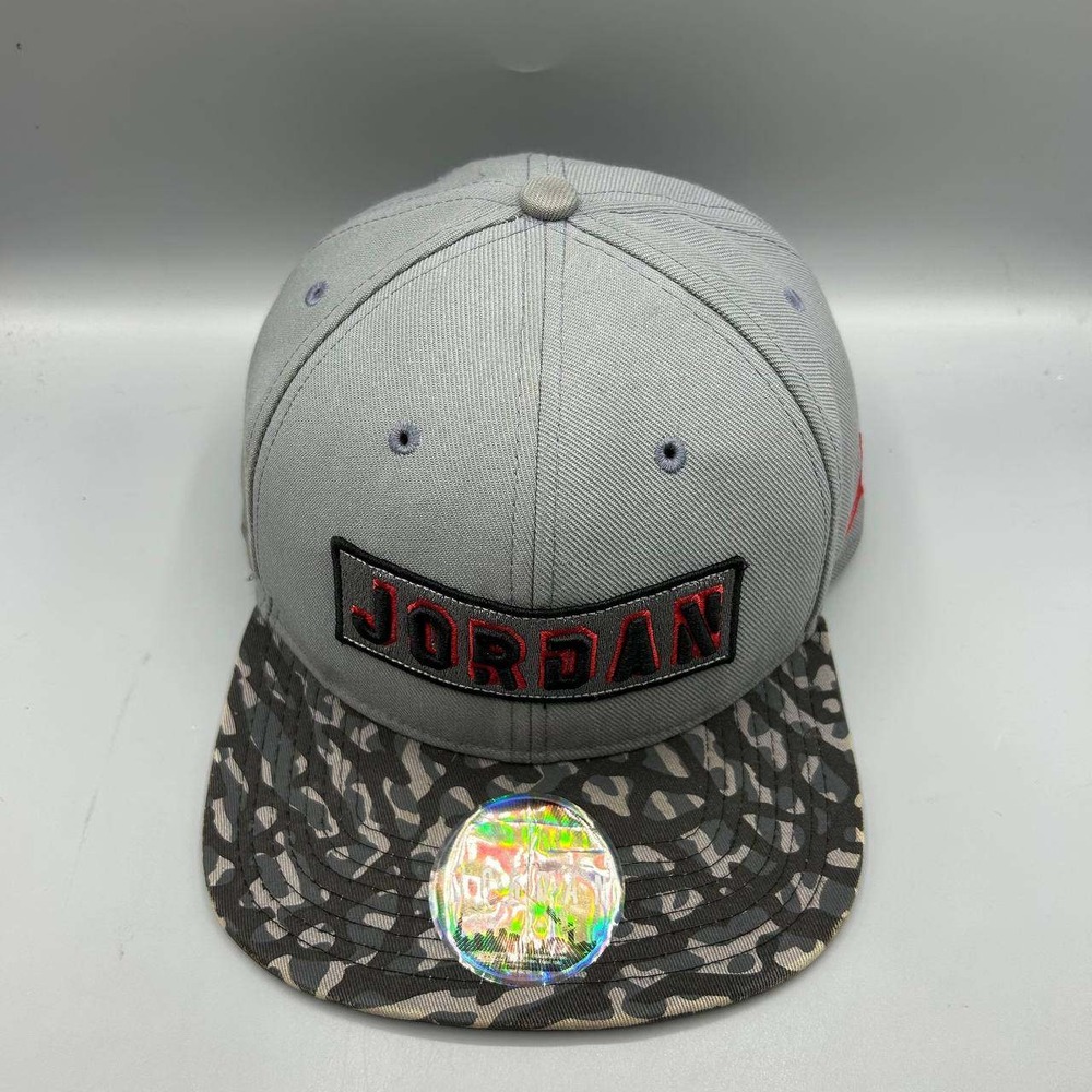 Air Jordan Hat Men Gray Cement Elephant Metal Logo Jumpman Snap Back Cap